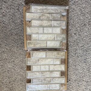 Peel and Stick Subway Tile Backsplash Dark Sage Stone Look NEW 20 Pieces 12”x12”